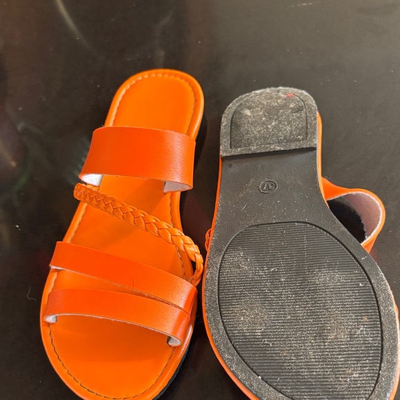 Vibrant Orange Strappy Sandals - Picture 2 of 2
